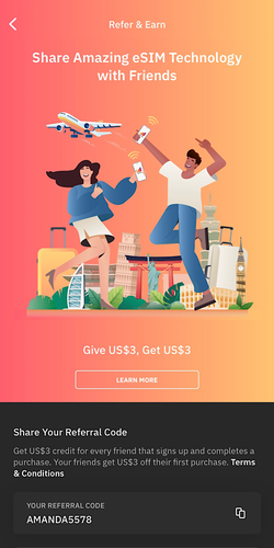 Airalo referral credit