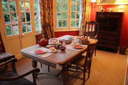 Dinner and breakfast are served in the dining room