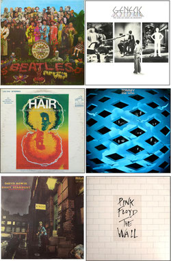 Legendäre Konzeptalben aus dem Rock-Genre: Stg. Pepper, The Lamb, The Wall, Hair, Tommy, Ziggy Sturdust