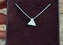 Ciondolo gru origami 12 mm in Argento 925 oro rosa x1