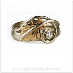 Quercus Robur Oak Ring with Diamond