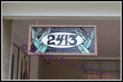 Art Glass Custom Stained Art Glass Address Sign - Front View