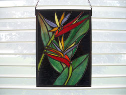 bird of paradise stained glass panel suncatcher tiffany