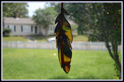 AGA Original Art Glass Feather Suncatcher ©Acadian Glass Art LLC 2016. All Rights Reserved.