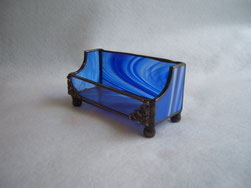 Blue / White Baroque Stained Glass business card holder