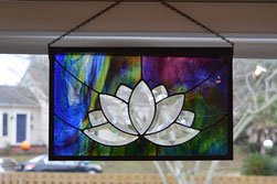 Lotus Bevel Stained Art Glass Panel