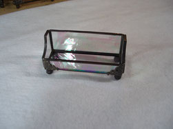 stained glass business card holder tiffany style iridescent clear  baroque glass