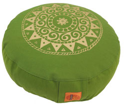 meditationskissen rund grün urmandala Gold