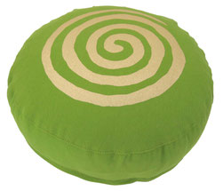 Meditationskissen rund 10 cm grün Spirale Gold