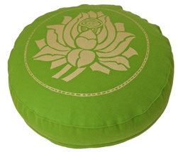 Meditationskissen rund 1o cm grün Lotusblüte Gpld