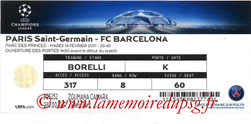 Ticket  PSG-Barcelone  2016-17 