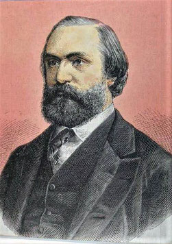 Eduard Hanslick. Teilkolorierter Holzstich. 1880.