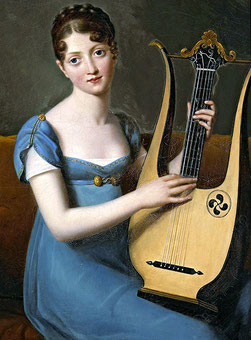 Madame Récamier mit Lyragitarre. Gemälde von  François Gérard. ca. 1800.