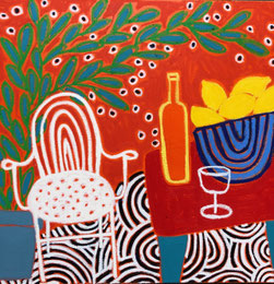 Gordon hopkins, art contemporain, moderne, décor, coloré, nature morte, plantes, géométrique, paysage, abstraction, peinture