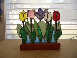 Tulip Stained Glass Accent Fan Lamp