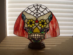 Sugar Skull spiderweb stained glass accent Fan Lamp