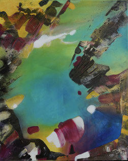 Tiefsee, Acryl-Mischtechnik auf Leinwand, 40 x 50 cm