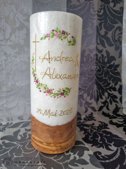 Hochzeitskerzen, Kerze, Hochzeit, elegante Hochzeitskerze, Kerze mit Holz, besondere Hochzeitskerze, Hochzeitskerze edel,