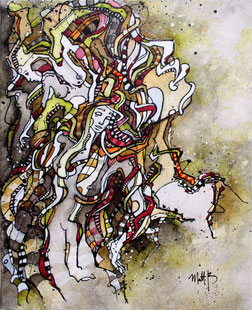 Matt.B, mattb, peinture, acrylique, encre, femme, nu, painting, acrylic, ink, woman, nude 