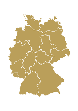 Karte von Bayern mit Unterfranken, Oberfranken, Mittelfranken, Oberpfalz, Niederbayern, Oberbayern und Schwaben.