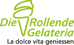 Dein Logo für deine Gelateria vom Grafikdesigne professionel gestalten lassen. Beispiel:Die Rollende Gelateria