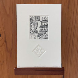 UK(石膏像の部屋)/ 赤池 ももこ/銅版画/5×4cm/シート￥5,500(税込)