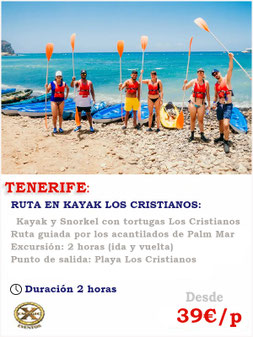 Ruta en kayak por Los Cristianos, Tenerife