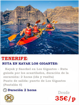 ruta en kayak los cristianos, tenerofe