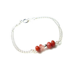 Edelsetinschmuck - Marsala roter Chalcedon mit Silber Silberarmband