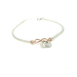 Armband Trauzeugin - Brautschmuck - Initial Infinity 925 Silberarmband Unendlich Namensarmband Roségold Wunschbuchstaben