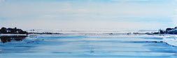 Matthieu van Riel. Schilderijen. Polder in the Netherlands 50x150cm flashe (acryl) op canvas 2024