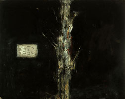 Matthieu van Riel. Trajaanse boom in Dacia 182x143cm olie en papier op canvas 1989 Fotografie René van Gageldonk