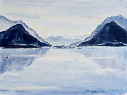 Matthieu van Riel Schilderijen. 1997-2024 Schilderijen. Lake 30x40cm acryl op canvas 2024