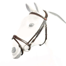 Trense Selleria Equipe mit anatomisch geformtem Genickband und unterfüttertem irischen Reithalfter