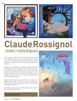 Claude Rossignol - Article Art & Design août-octobre 2015