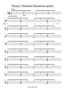Schlagzeugnoten PDF Bassdrum Übung
