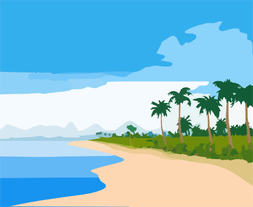 beach and palm trees
