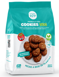 COOKIES VEG. Premezcla para galletas a base de harina de maní, almidón de maíz y harina de arroz. Presentación: 200 Grs. Apto celíaco, vegano y Kosher Parve: Bobek. Origen Argentina.  