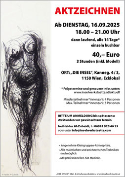 Aktzeichnen in der Insel, Mal- und Zeichenwerkstätte
