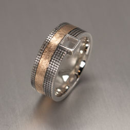 Damenring Silber 925 mit Gelbgold 333, John-Michael Mendizza, Goldschmiede Backhaus