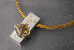 Goldschmiede Backhaus, Schmuck, Handarbeit, Unikat, Einzelstück, John-Michael Mendizza, Anhänger, Dendriten-Achat, Silber 925, Sterling-Silver, Gelbgold 750