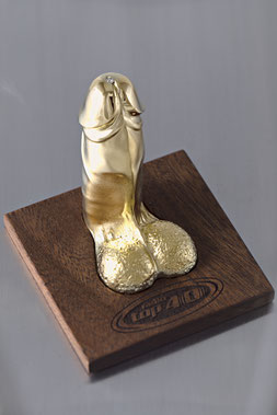 Skulptur Penis in Gelbgold 585 mit Brillant,  Anfertigung, Kundenauftrag, Unikat, Einzelstück, Brillant