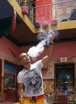 Hostel Marrakesh Rouge, smoke bubble, Marrakesh, Morocco, Africa