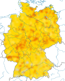 Karte zur Verbreitung der Mehlschwalbe in Deutschland