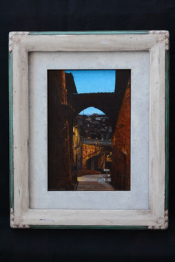 Via Appia di Perugia　ペルージャのアッピア通り　25x17cm 　油彩・板　