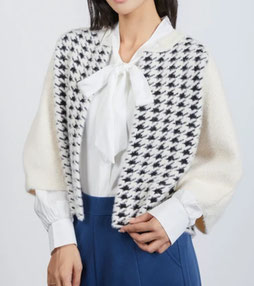 シャギー千鳥 ニットジャケット フォーユー価格　2,880円(税込)   