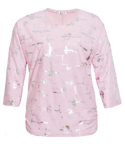 elegantes rosa T-Shirt für runde Frauen, Größe 42 bis 52