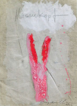 Hans Mendler "Hasenkopf" 4. 2002 23 x 32 cm Acryl auf Leinwand. Preis: 150.-€
