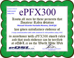 Diploma ePFX_eQSL.cc_403 Contactos (JT65)