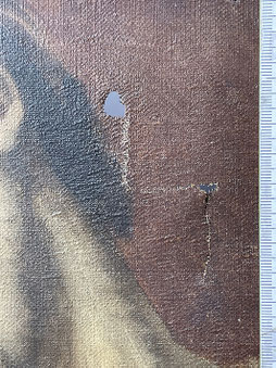 Leloir, Kopfstudie; Vorzustand Vorderseite, Detailaufnahme großer Winkelriss